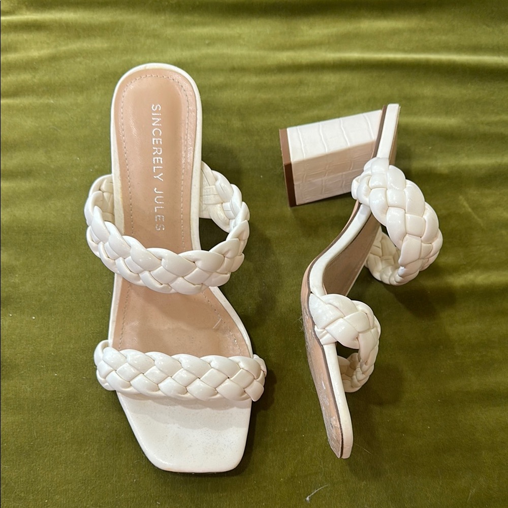 Sincerely Jules White Braided Heels